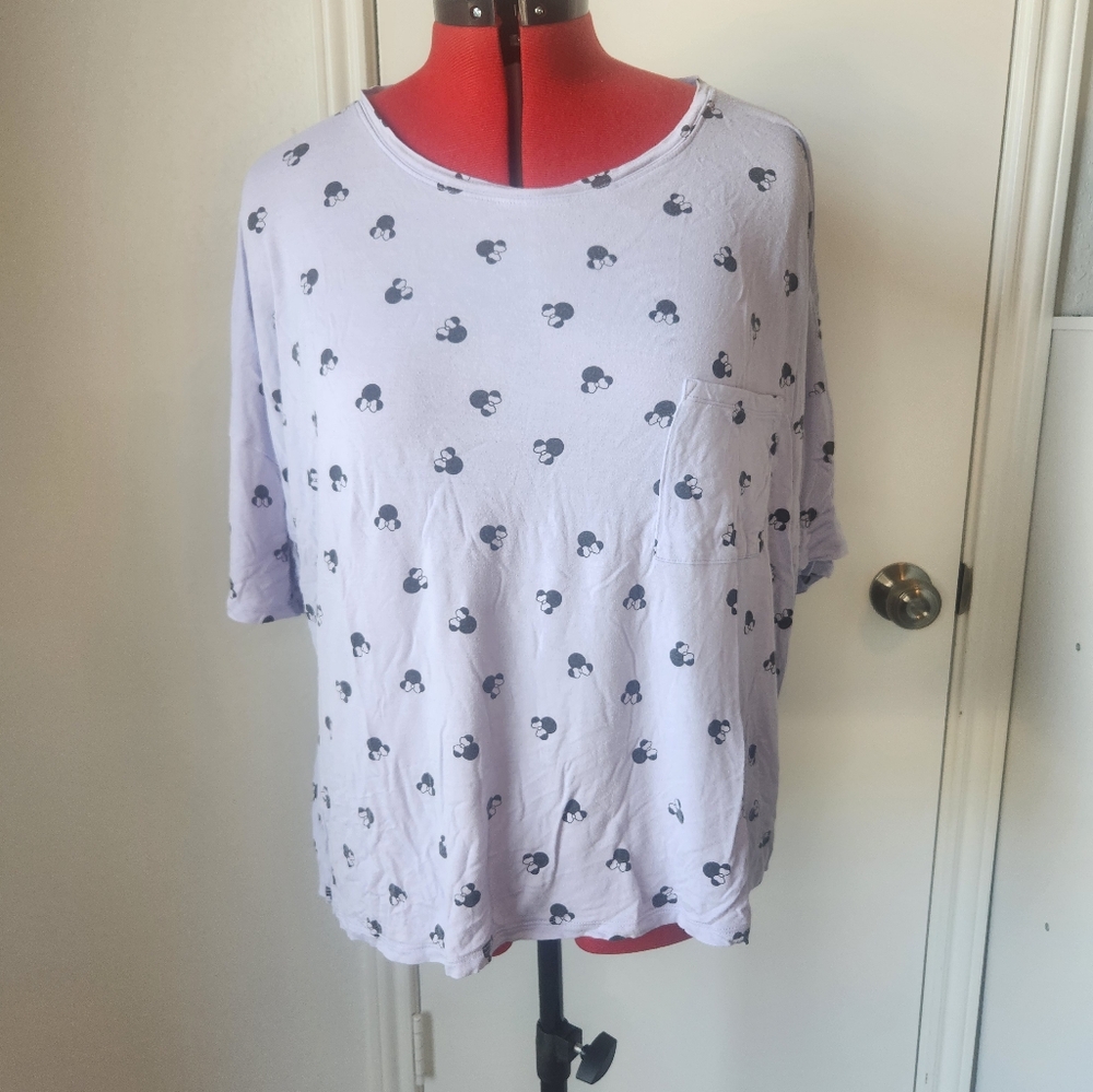 Purple Mickey head pajama short set